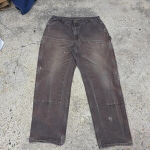 Vintage Carhartt B136 DKB 36x34 Brown Carpenter Double Knee Jeans Distressed